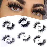 15mm 3D Real Mink Lashes Y-Series Wholesale Bulk Natural Fluffy Eyelashes Custom Packaging Box and Private Logo
