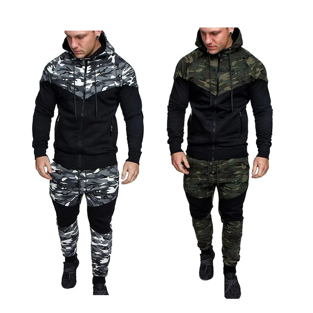 

Quick Dry Camouflage Men's Running Sets Compression Sports Suits Skinny Tights Clothes Gym Rashguard Fitness Sportswear Men 2021