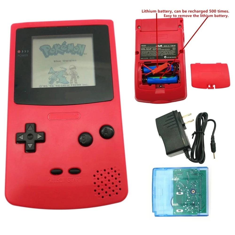 Восстановленный перезаряжаемые для GameBoy цветная консоль GBC + игровая карта