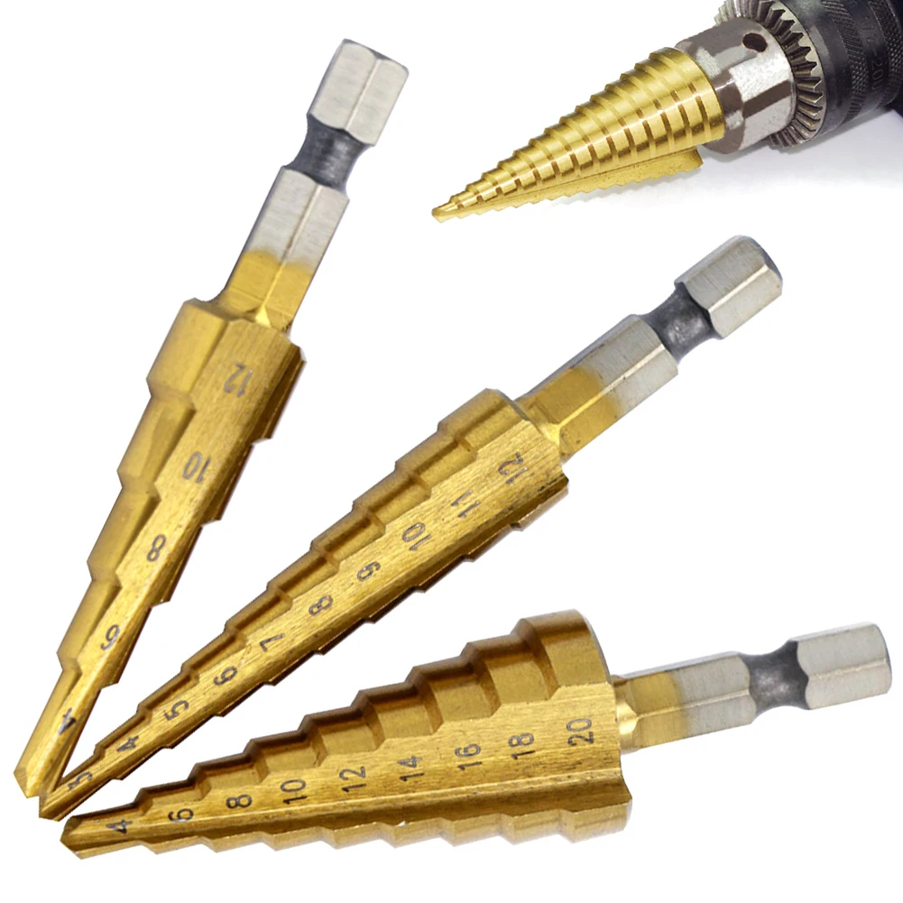 Набор ступенчатых конусных Сверл из быстрорежущей стали с титановым покрытием