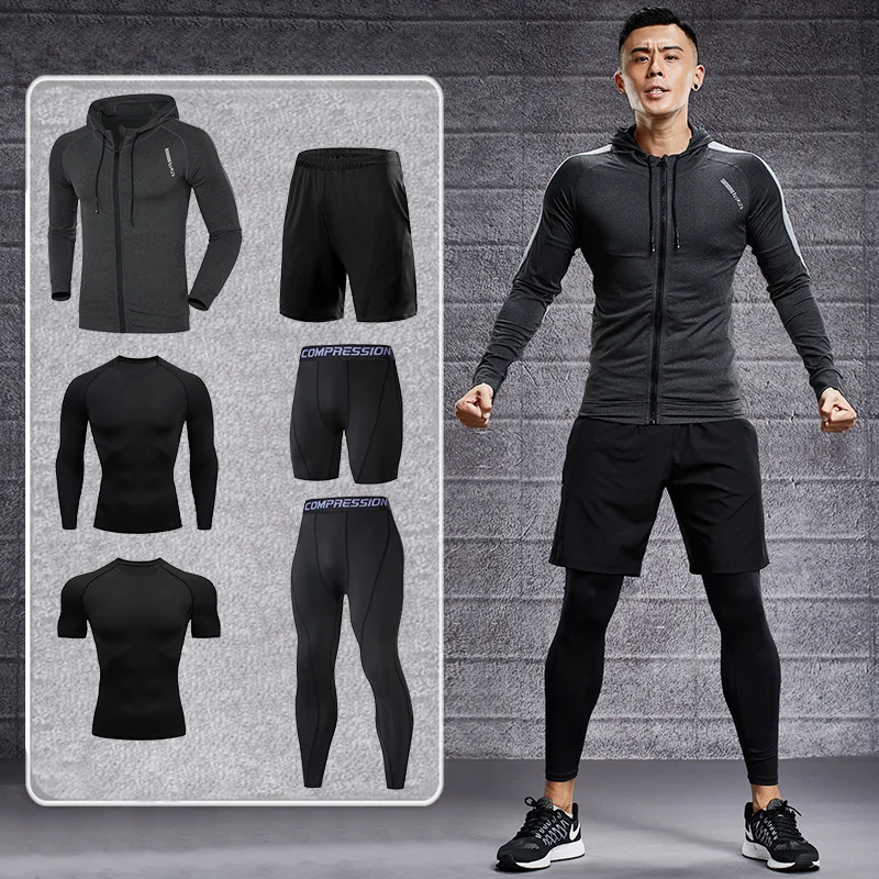 

Dry Fit Men's Training Sportswear Set Gym Fitness Compression Sport Suit Jogging Tight Sports Wear Clothes 4XL5XL Oversized Male