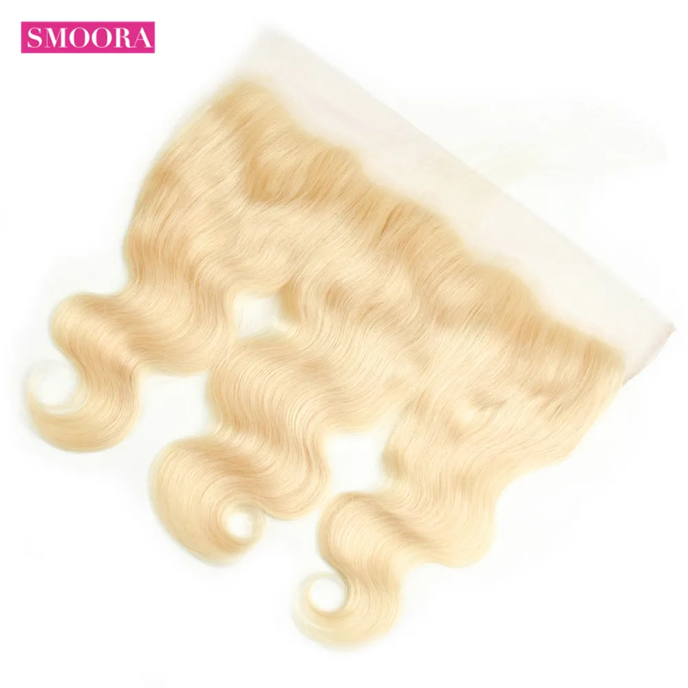 Smoora Цвет 613 Блондин человеческие волосы пряди с кружевом фронтальной 13*4