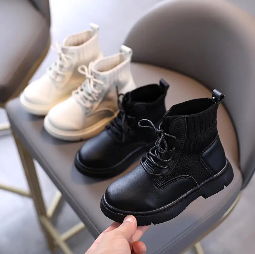 

Новинка 2020, детские зимние ботинки, теплая нескользящая обувь для мальчиков и девочек, Ботинки martin на шнуровке, удобные детские резиновые бо...