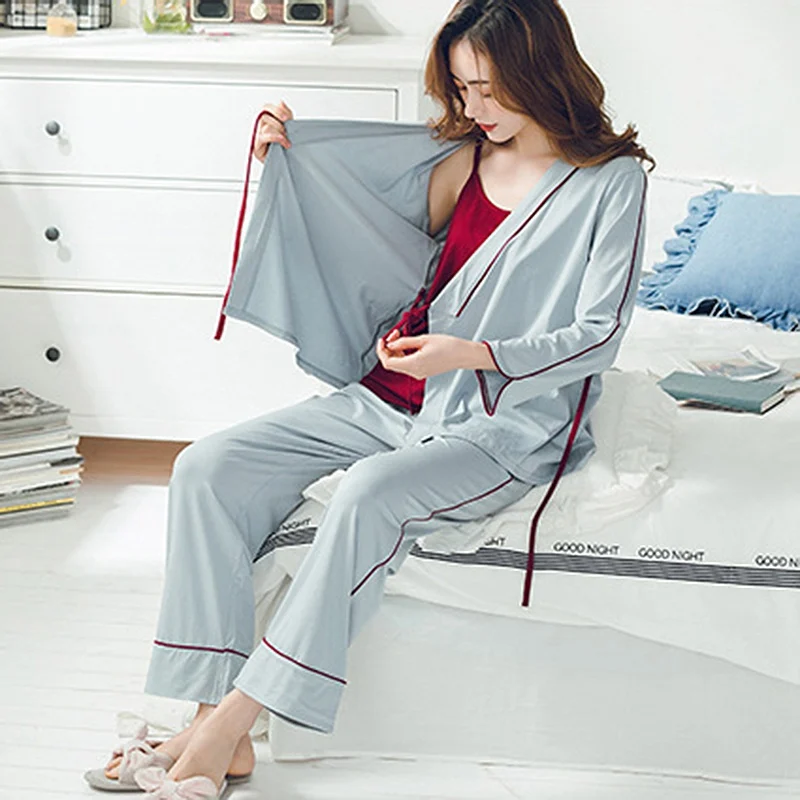 2019 новые комплекты из 3 предметов пижамы для кормящих мам с v образным вырезом