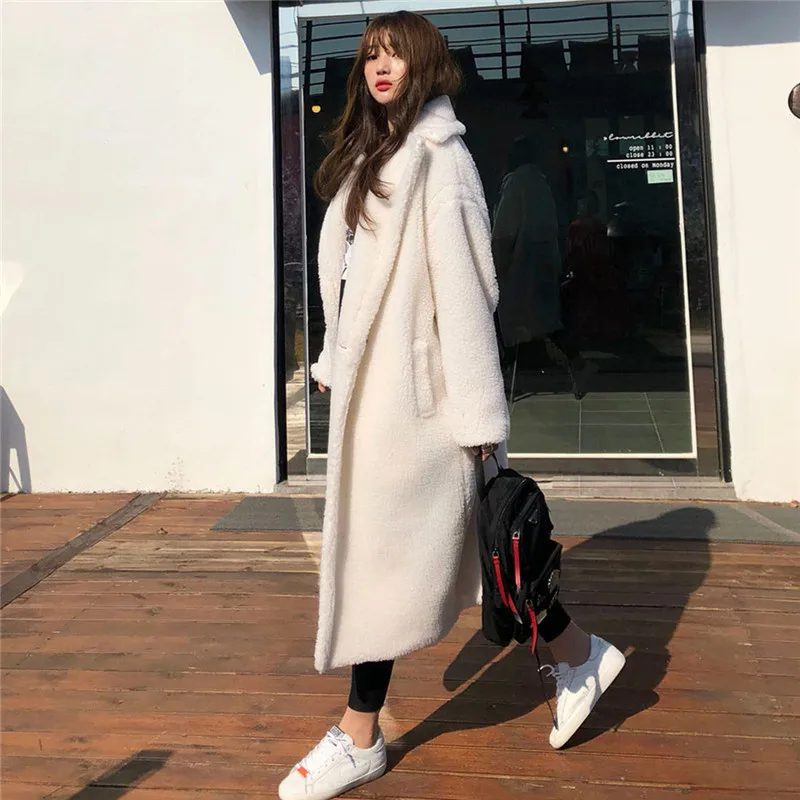 Зимнее женское однотонное меховое пальто с длинным рукавом повседневная