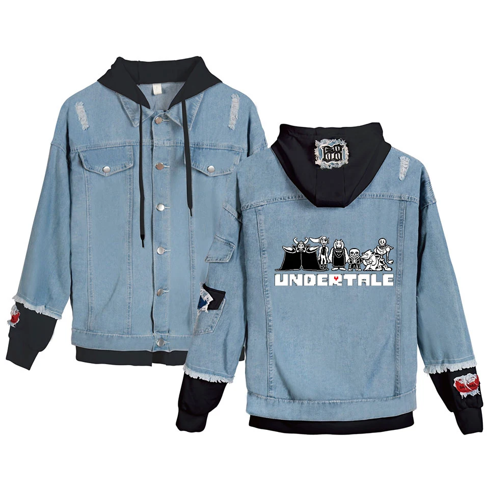 

New hip hop jeans hoodies wear clothes fans undertale hoodies casual undertale denim jean sewing female jeans jacket kpop tops