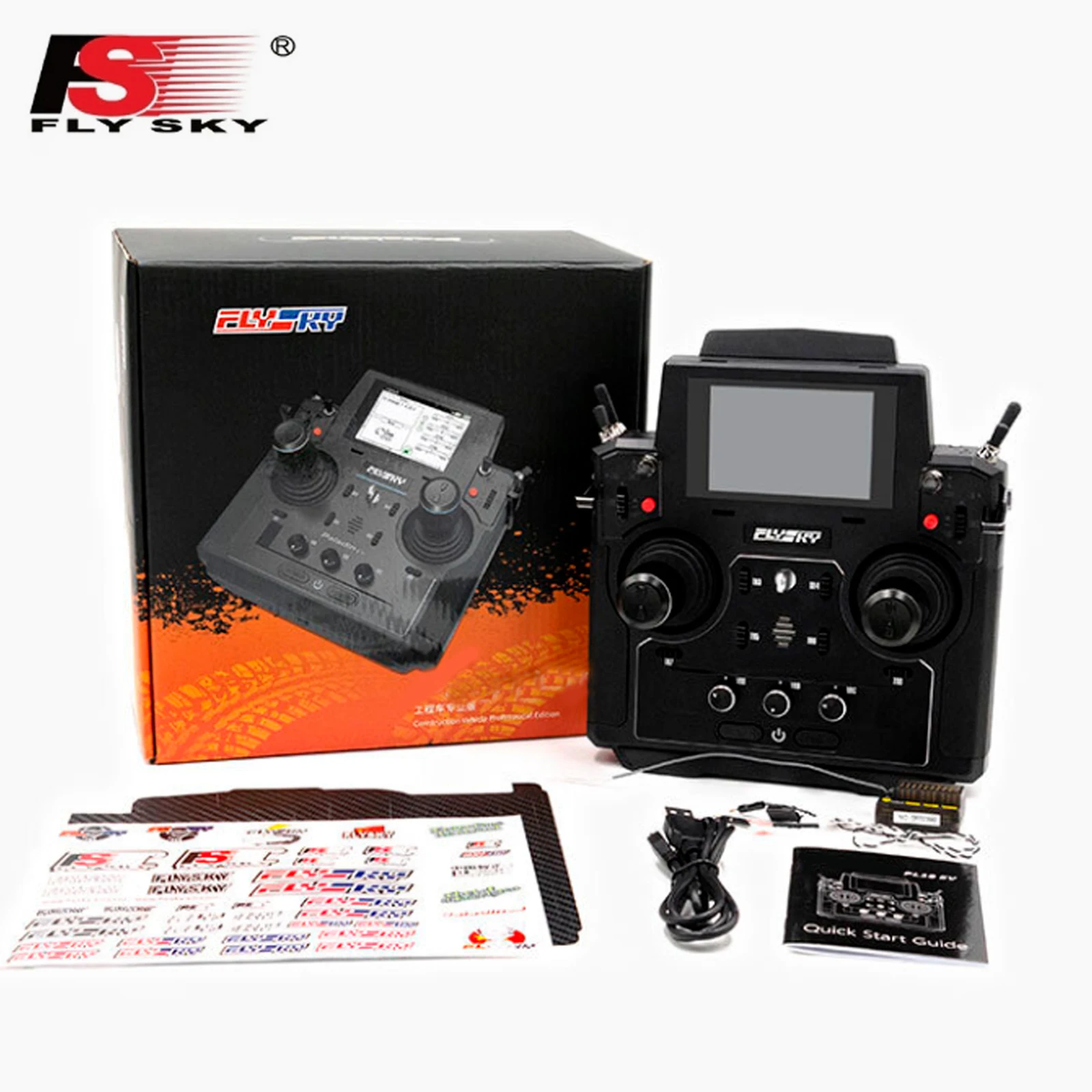 

FLYSKY EV 2.4G 18CH Transmitter 5D Hall Sensor Gimbals AFHDS 3 Radio 3.5 Inch TFT Touch Screen for RC Engineering Vehicle Boat