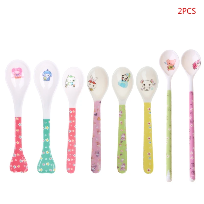 

2pcs Cartoon Baby Kids Feeding Spoon High Quality Melamine Baby Spoon Flatware
