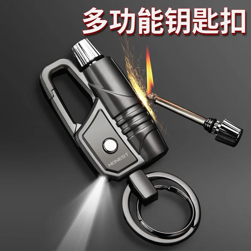 

New Metal Fiery Permanent Matches Led Lighter Waterproof Flint Free Fire Starter Kerosene Camping Outdoor Survival Tool Keychain