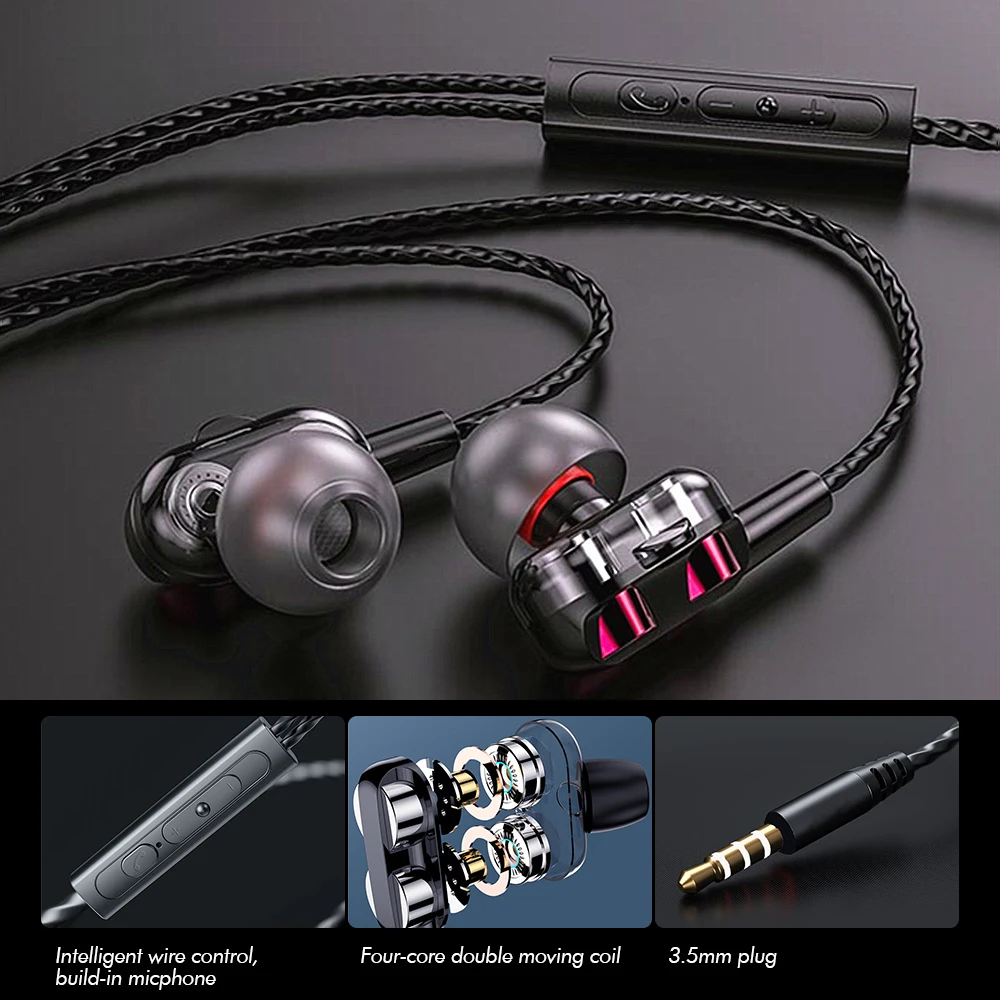 In-ear 3.5mm Wired Mic Volume Control Bass Headset Noise Isolating Sports Earbuds Portable for iOS Android Smartphone MP3 Player |