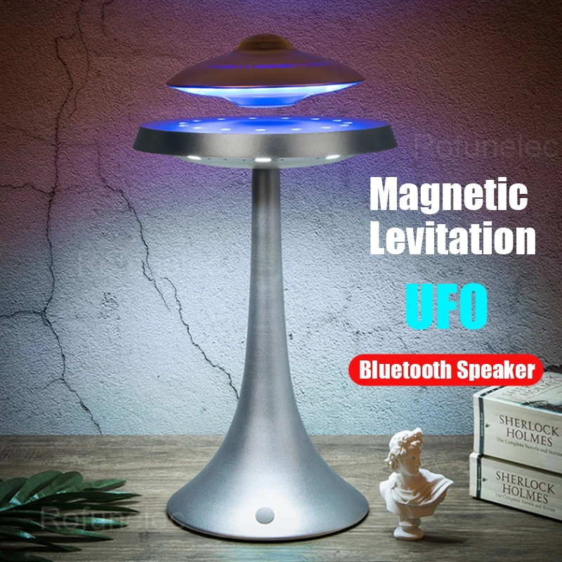 

Magnetic Suspension Speakers Bluetooth Levitating Stereo Sound Box Wireless Charging UFO LED Desk Lamp Children Gift Holiday