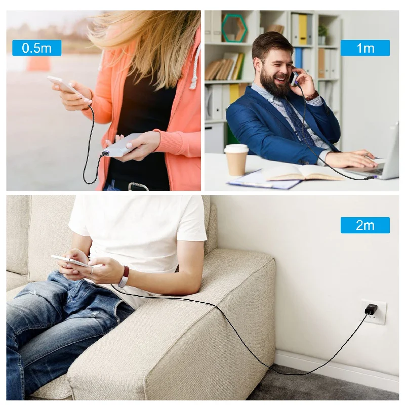 

USLION 3A 2m USB Type C Cable Fast Charging Mobile Phone USB-C Charger Type-C Data Cord For Huawei P40 Mate 30 Xiaomi Redmi