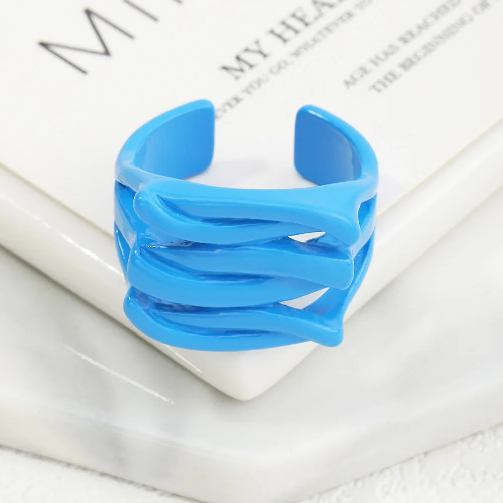 

New Korean Individual Retro Color Resin Ring Acrylic Women Geometric Chain Tortoise Rings for Women Girl Jewelry Party Sexy Ring