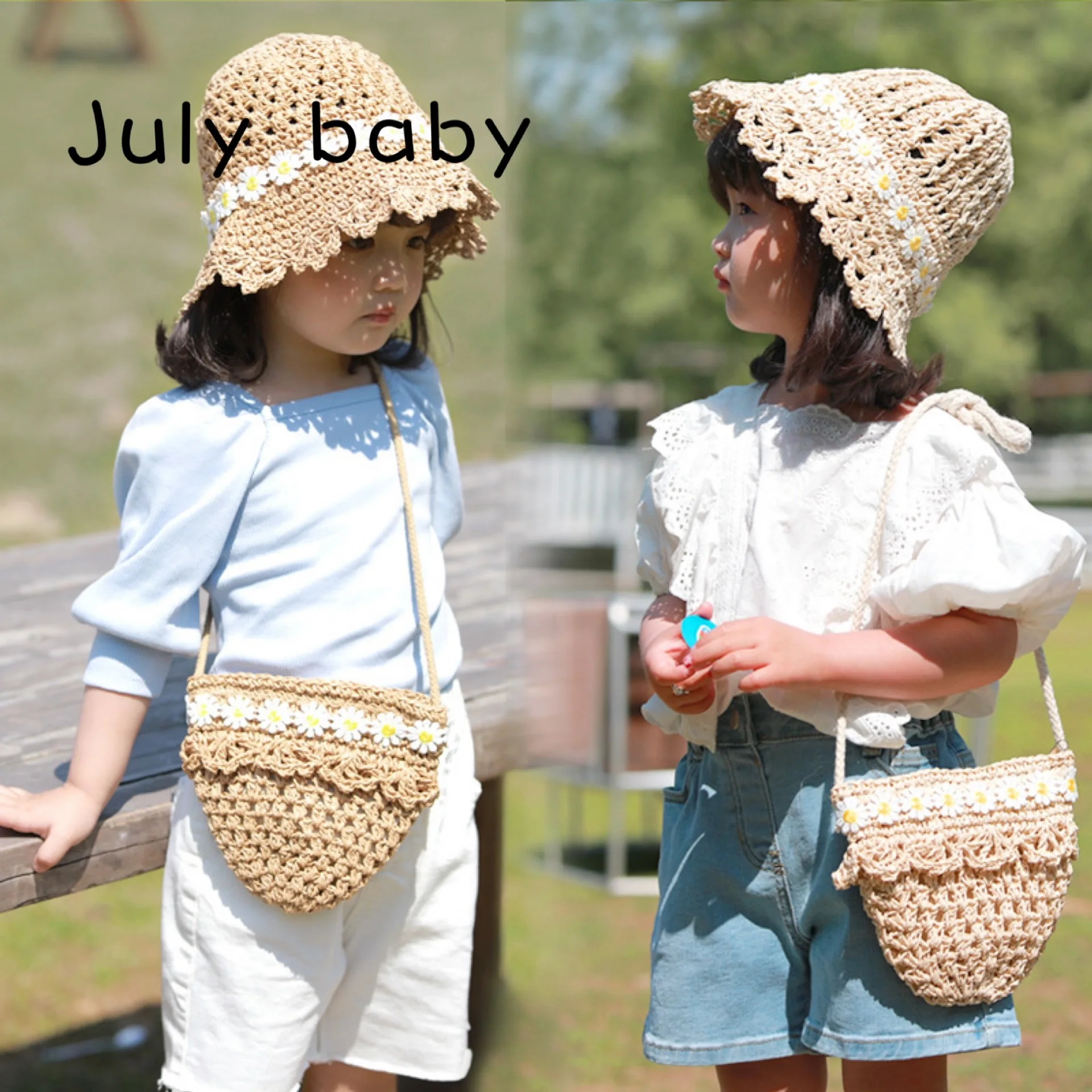 July baby летняя новая модная маленькая шляпа с ромашками для девочек ручная работа