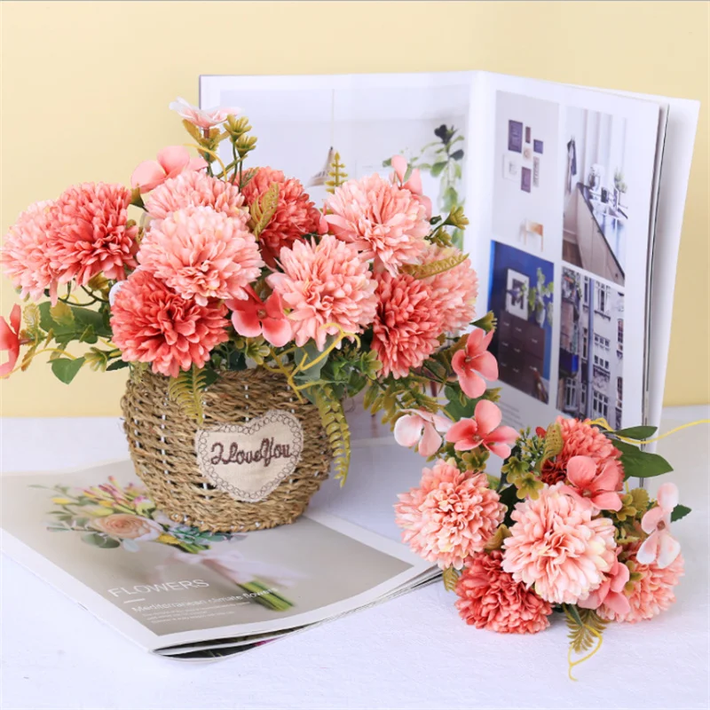 

Simulation Ball Chrysanthemum Bouquet Silk Flower Chamomile Home Living Room Dining Room Decoration DIY Wedding Party Decoration
