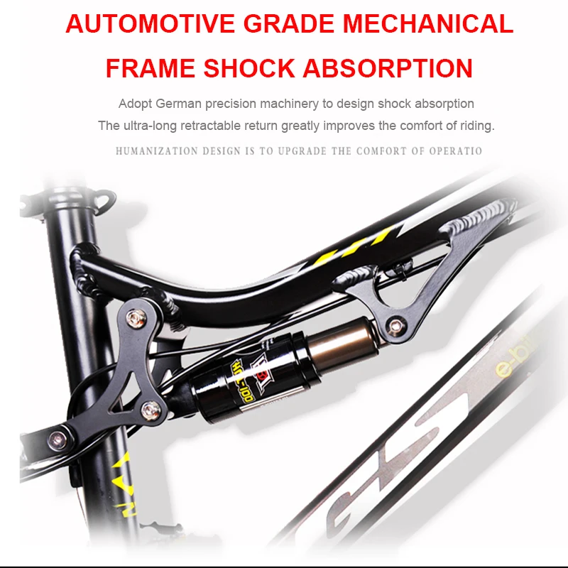 

2020 27.5 inch electric soft tail off-road bike 48V hidden lithium battery electric mountain bike air shock 27 speed EMTB
