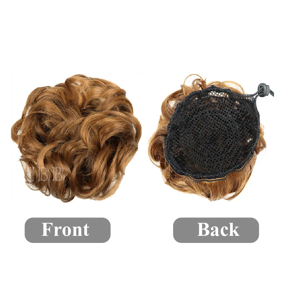 XJBB Drawstring Short Synthetic Hair Bun Elastic Rubber band Chignon Curly Wig Hairpiece For Women | Шиньоны и парики