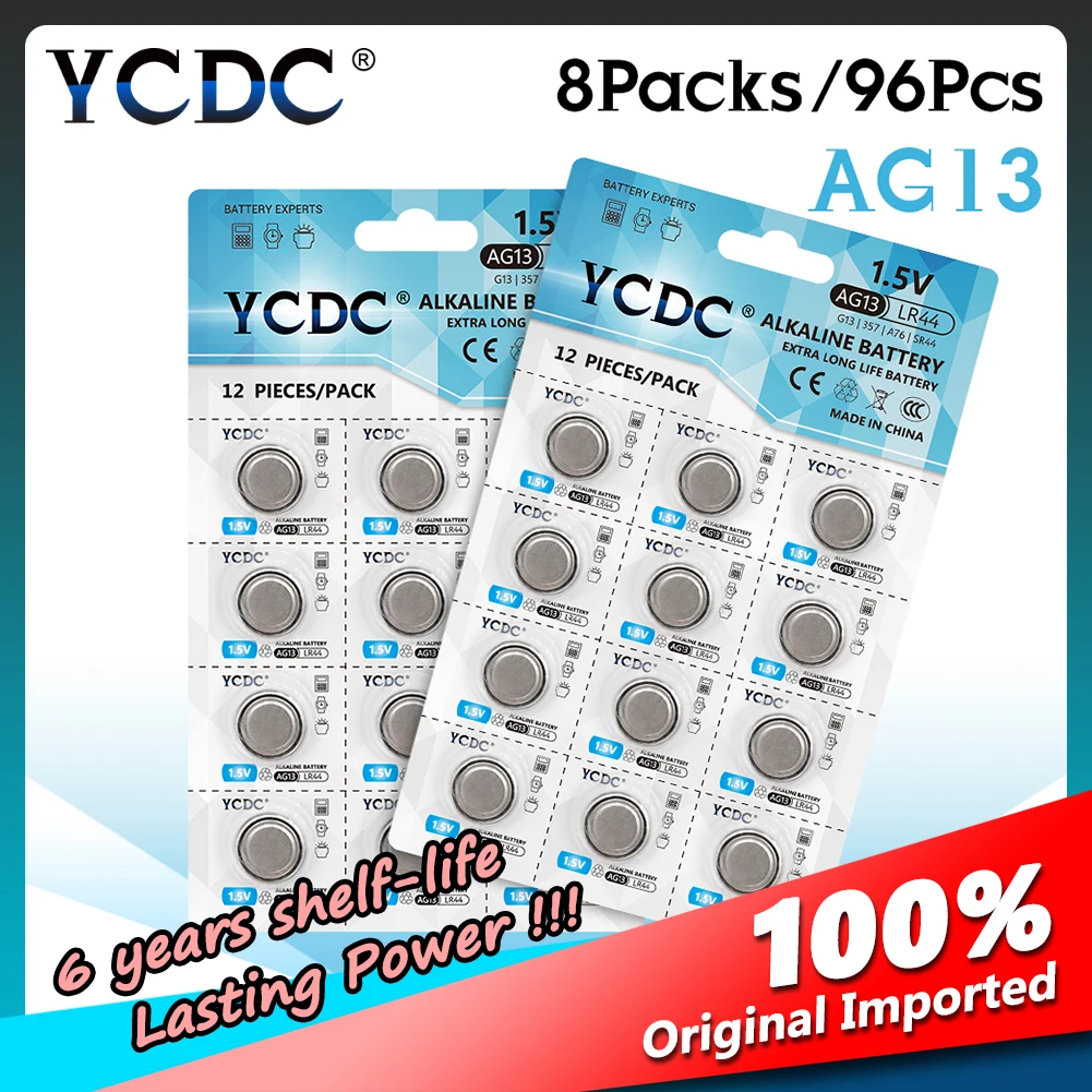 

2021 New 1.5V 96Pcs AG13 LR44 LR 44 Button Coin Batteries Watch Battery LR44 SR1154 LR1154 SR1154 SR44 SR44SW SR44W SR47 V13GA