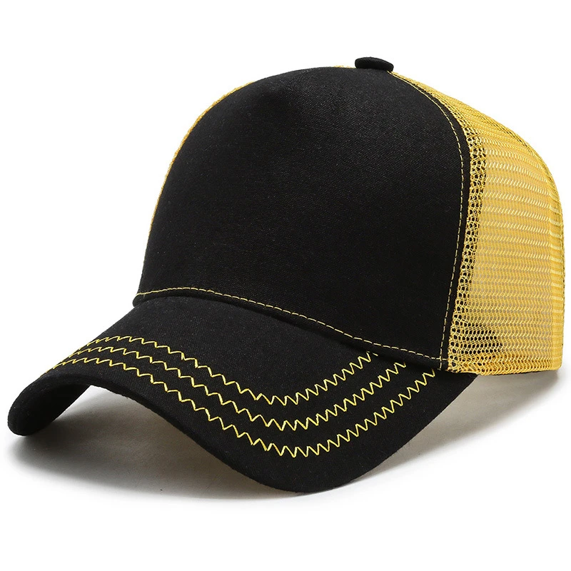 Men's Rugged Professional Cap Two Tone Trucker Hat Summer Snapback Strap