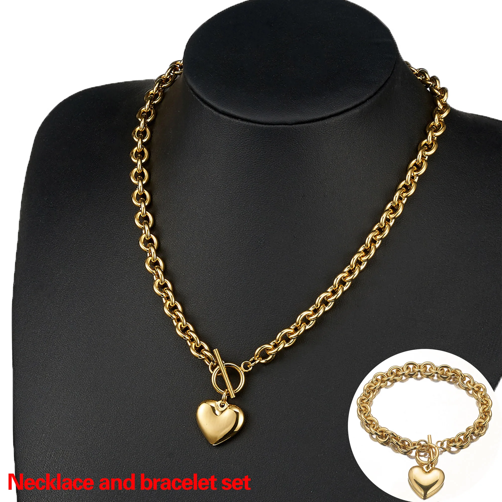 

Цепочка с подвеской в виде сердца, браслет для мужчин и женщин, ювелирные изделия для влюбленных, чокер из нержавеющей стали, подарок для Хэл...