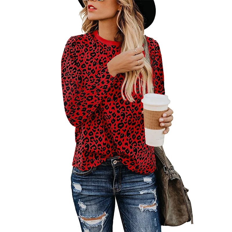 Женский зимний свитер с леопардовым принтом длинным рукавом | Женская одежда