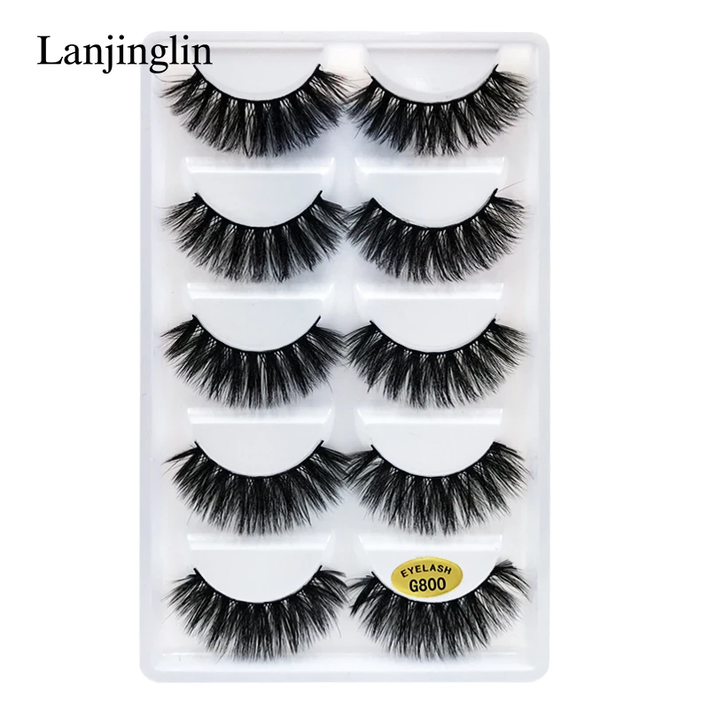 G800 10 boxes LANJINGLIN 10 коробок/лот норковые ресницы натуральные длинные накладные ресницы ручная работа Мягкие 3d норковые ресницы макияж Искусственные ресницы G803 - Цвет: G800 10 boxes