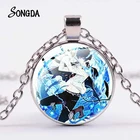 Ожерелье с синим экзорцистом из аниме Ao no Exorcist Rin Okumura, Классический мультяшный узор, стеклянный кабошон, подвеска, чокер, женское ювелирное изделие в подарок