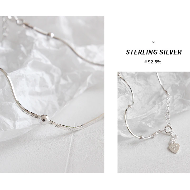 Женский браслет на ногу из серебра 925 пробы с круглыми бусинами | Украшения и