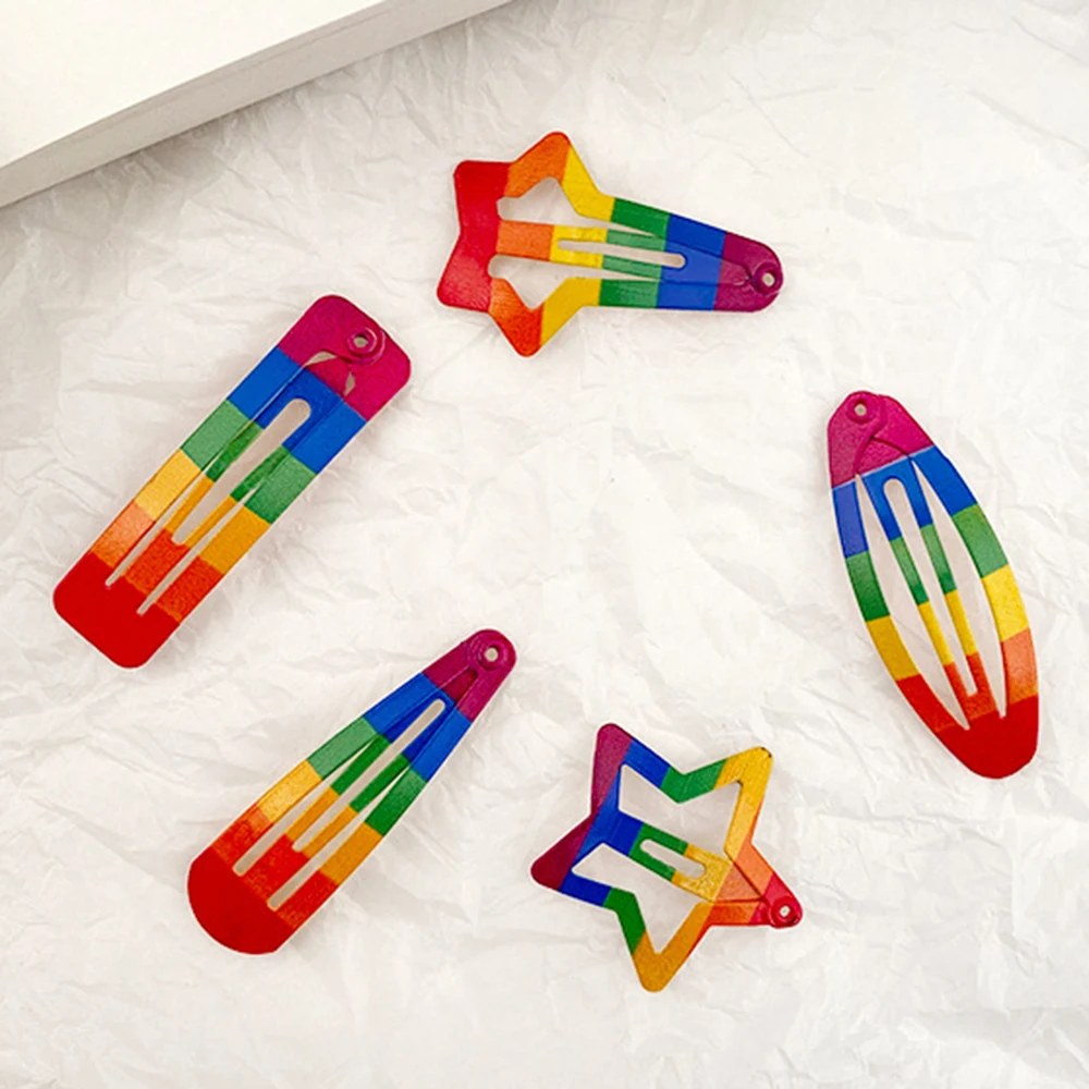 

10PCS/Lot New Lovely Rainbow Metal Girls Hairpins Snap Hair Clip Kids Baby BB Clips Headwear Hair Accessories
