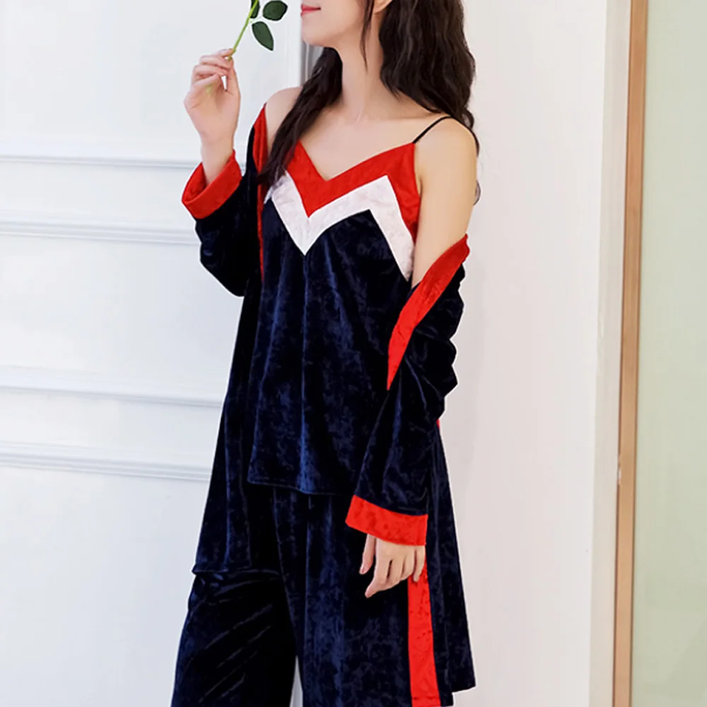 Женская пижама золотые бархатные зимние пижамы для женщин 2019 Осень Зима теплые