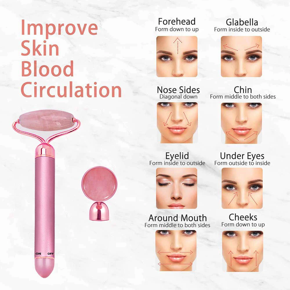 2 в 1 Набор косметический брусок Нефритовый камень ролик для лица вибрация уход за