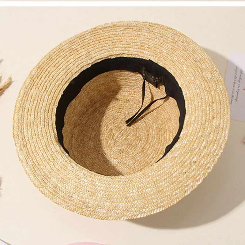 Elegant Women's Summer Hat Sun Protection Cap Female Flat Top Wide Brim Hat Multicolor Bandage Girl Straw Hat Beach Hat Sun Hats