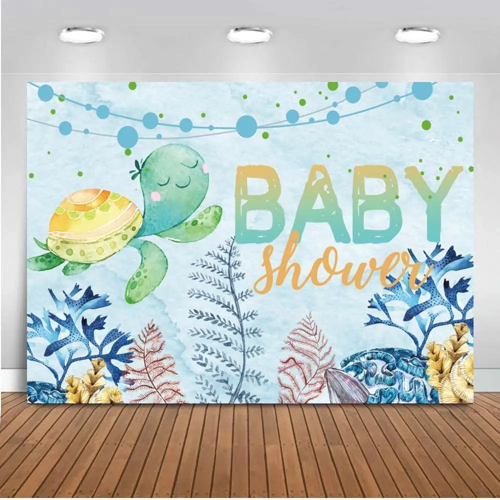 

Милые Мультяшные фоны для фотосъемки с изображением подводной черепахи детского душа название на заказ день рождения торт стол Декор фоны ...