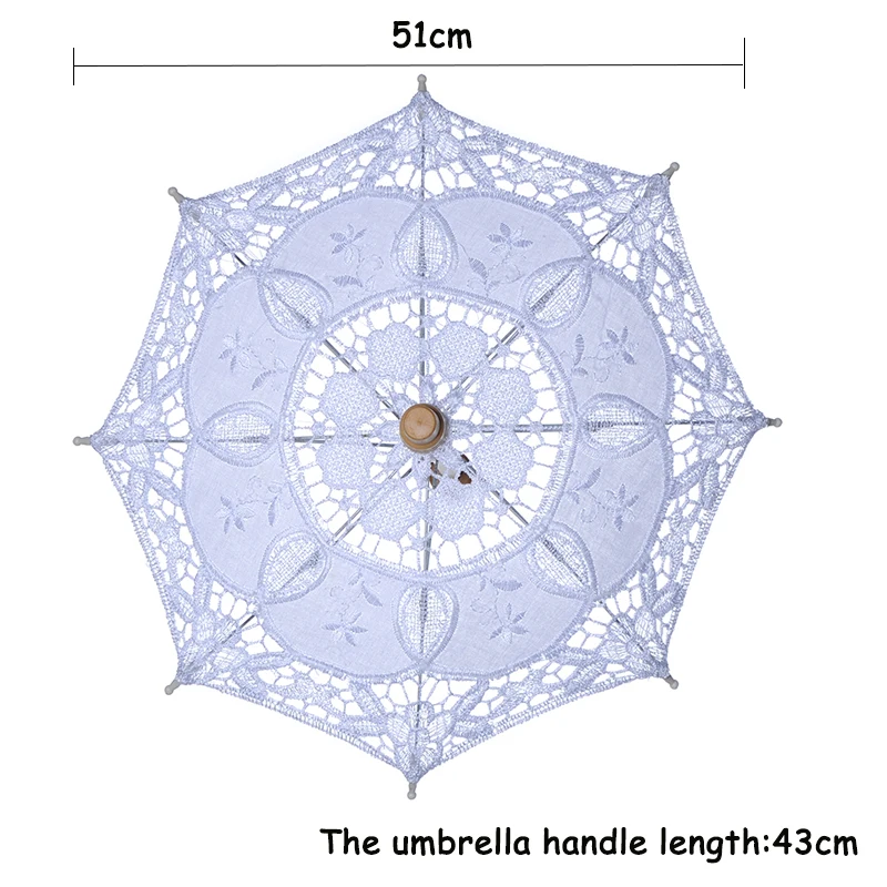 Женский кружевной зонтик с цветочной вышивкой Свадебный белого цвета и слоновой