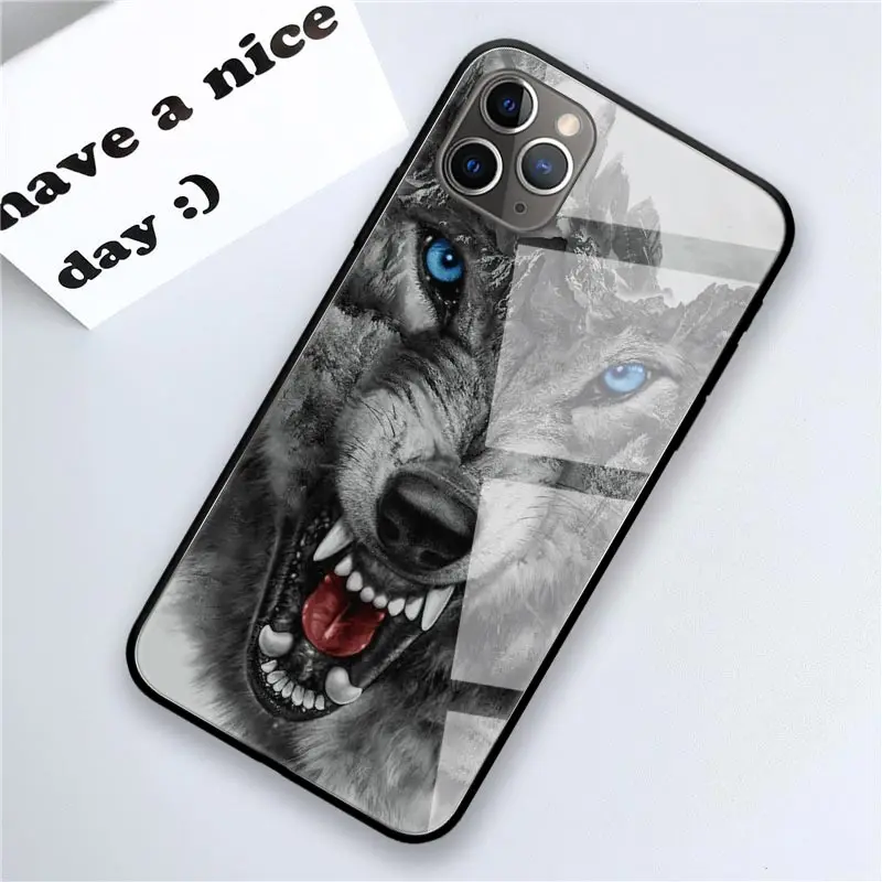 Чехол для iPhone 12 Mini 11 Pro Max X XS XR 8 7 6 6S Plus из закаленного стекла с черными