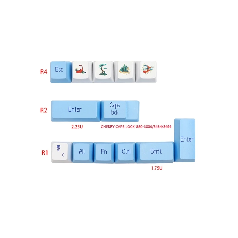 

Стильные сине-белые фарфоровые колпачки для ключей PBT, колпачки для ключей Subb 117-Key OEM для cherry MX64/68/84/87/96/98/104/108