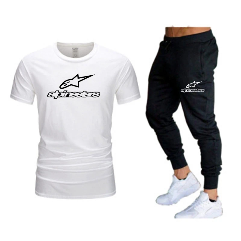 

2021 new brand Gao Shan Star printed men's fashion cotton short sleeves + quick-dry pants two casual sportswear men's T-shirts