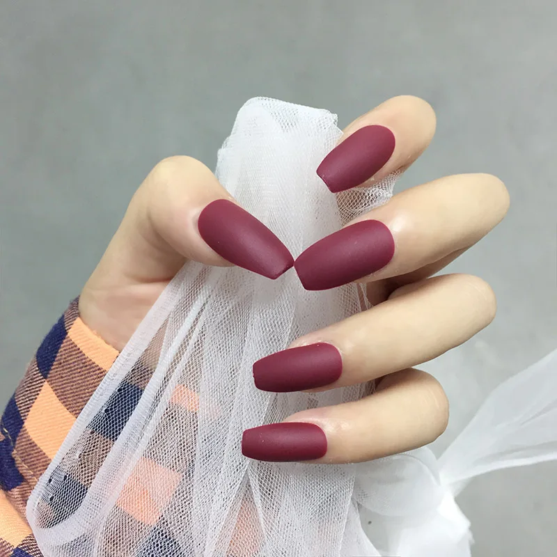 24 шт. накладные ногти для ногтей красные длинные квадратные | Красота и здоровье