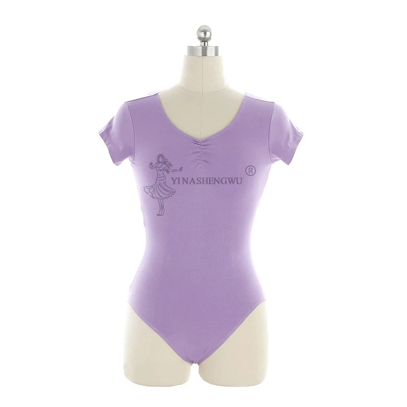 Women Ballet Leotard Dance Wear Adult Soft Cotton Short Sleeve Stretch Gymnastics Bodysuit Dress Dancewear | Тематическая одежда и