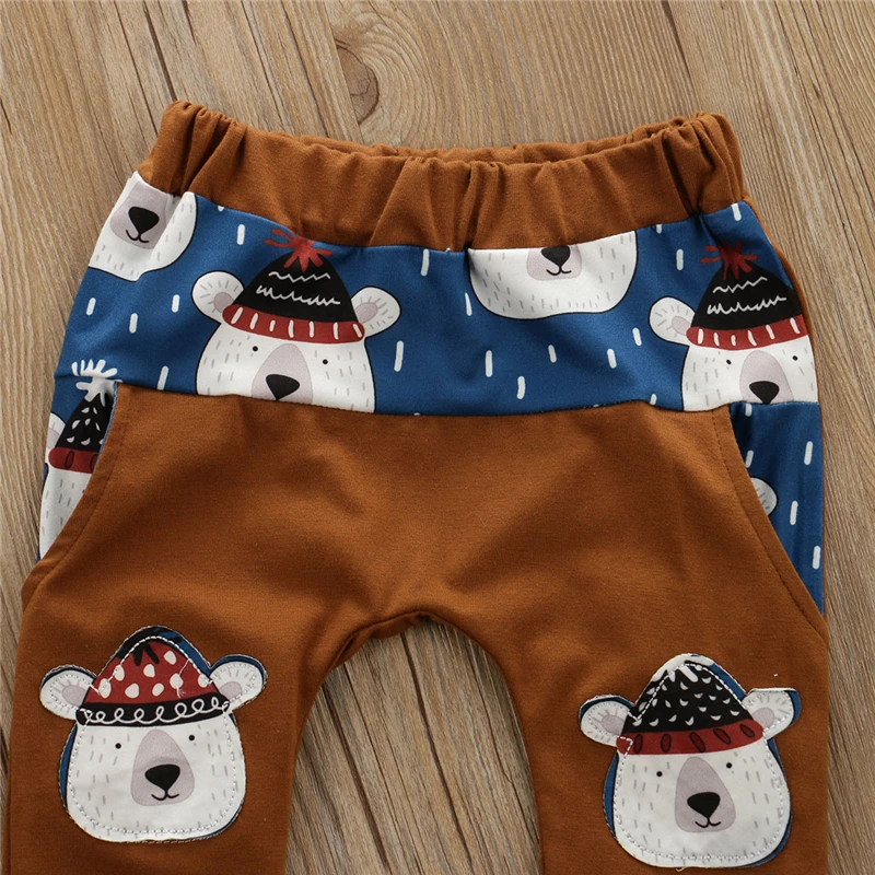

Newborn Baby Boys Outfits Set Bear Print Tops Long Sleeve T-shirt Pants Trousers