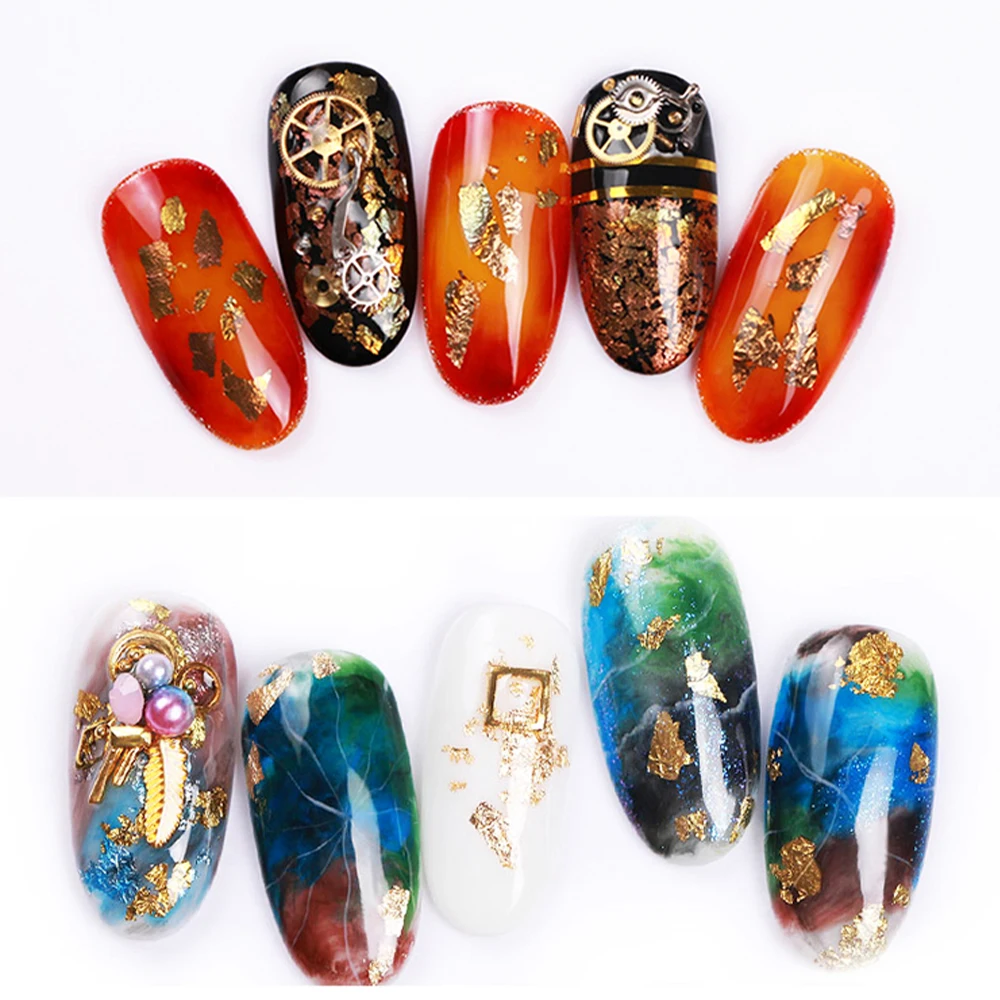 Имитация золотистого фольги хлопья для украшения ногтей художественная