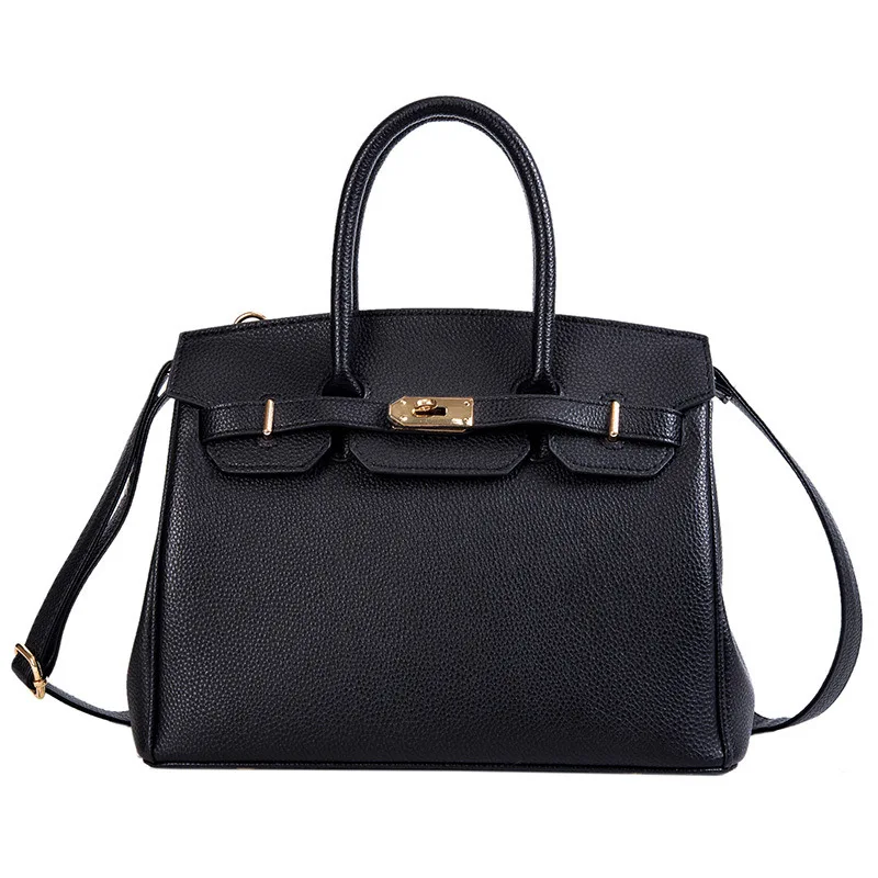 

Big bag portable lychee pattern bag 2020 new fashion silk scarf Kelly bag Messenger bag shoulder bag