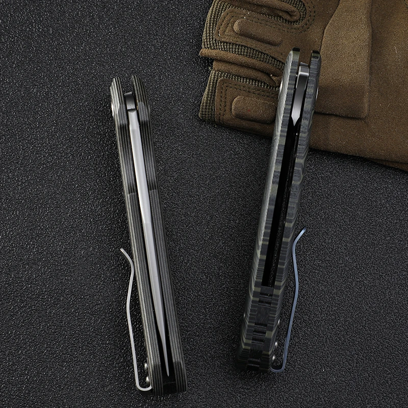 

Petrified fish PF949 K110 steel folding knife ceramic ball bearing flax handle outdoor EDC tool camping survival hunting knives