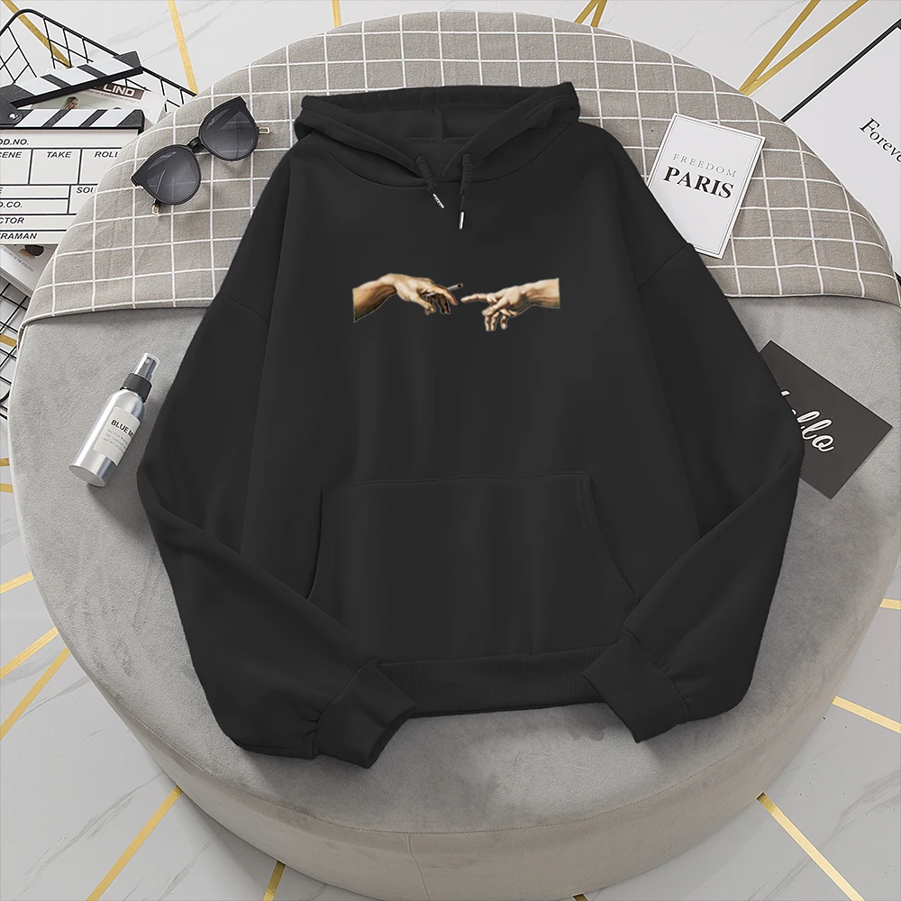 

Creative Hand Print Hoodies Women Thick Coat Warm Hooded Pullover Harajuku Kawaii Oversized Sweatshirt Womens Korean Streetwear