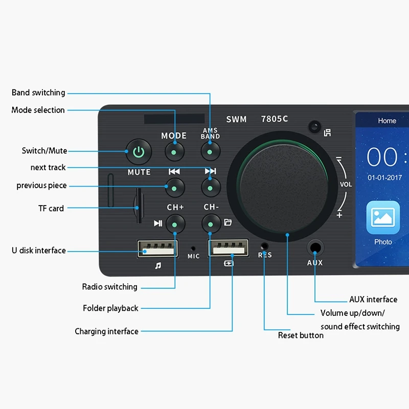 

Bluetooth 2Din 4Inch Press Sn Car Stereo MP5 Player AM FM Radio + Camera