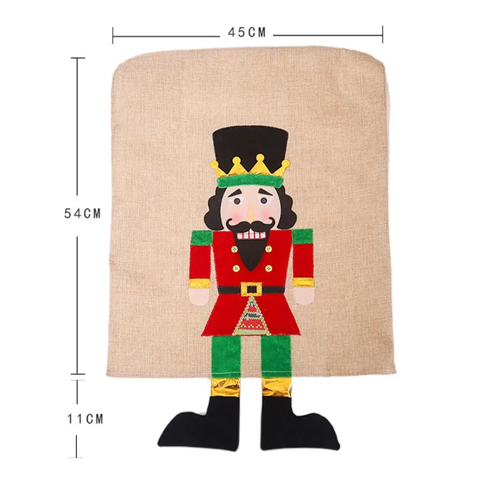 

Christmas Chair Back Cover Cartoon Nutcracker Soldier Chair Cover for Home New Year Decor Christmas Decoration