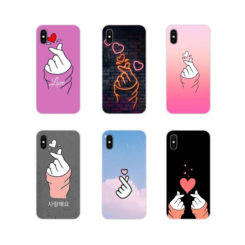 Для Apple iPhone X XR XS 11 12Pro MAX 4S 5C SE 2020 6 S 7 8 Plus ipod 5 мягкий прозрачный чехол Love on the finger kpop heart
