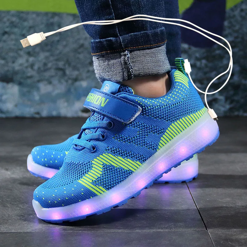 

Size 25-37 USB Charger Glowing Sneakers LED Children Lighting Shoes Luminous Sneakers for Boys&Girls Illuminated Lighted Shoes