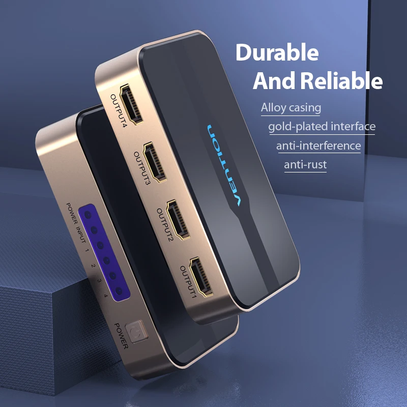 Vention HDMI коммутатор 1x2 1x4 Сплиттер 4K 1 вход 4 выхода переключатель с питанием для XBOX