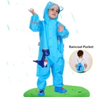 Плащ-Дождевик синий с динозаврами, для мальчиков 1-10 лет, непромокаемый, дождевик для девочек